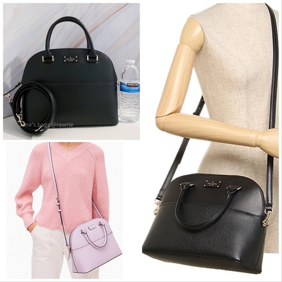 New Kate Spade Domed Black Leather Carli Satchel - Picture 2 of 4